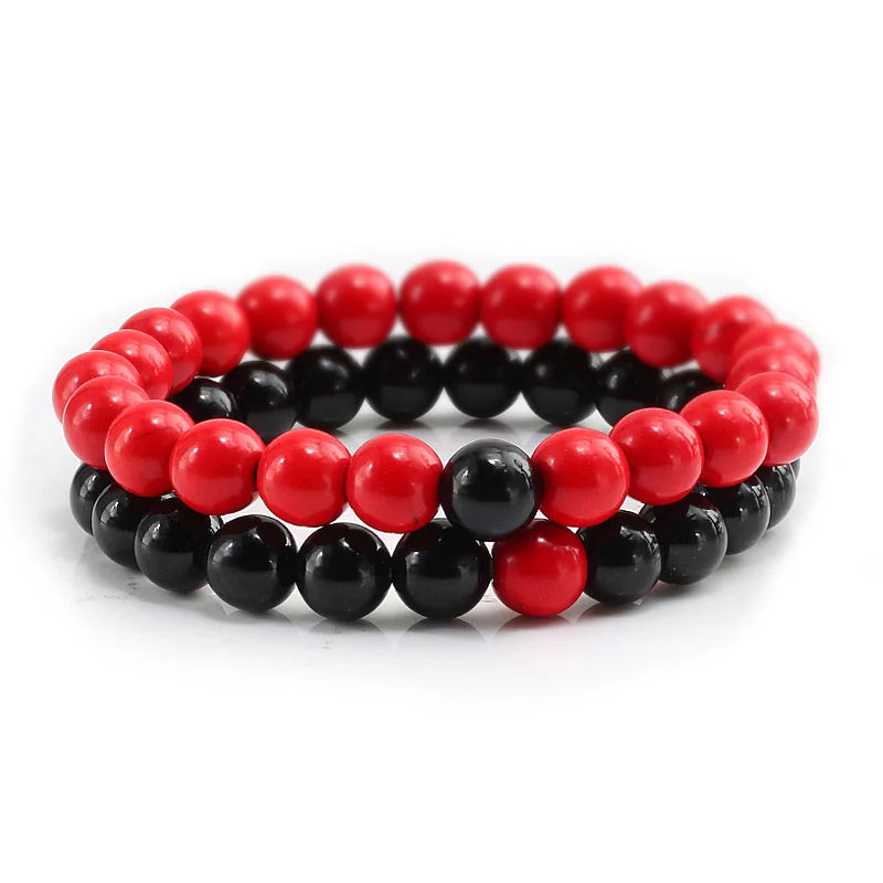 2Pcs Couple Distance Beaded Bracelet Natural Stone