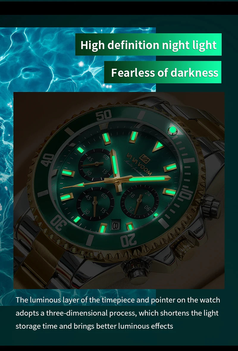 Multifunctional Men Quartz Watch Luxury Water Night