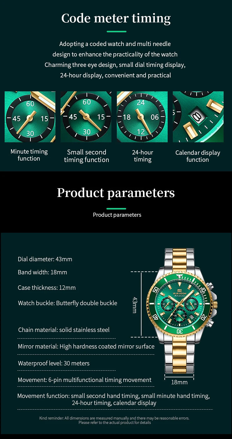 Multifunctional Men Quartz Watch Luxury Water Night