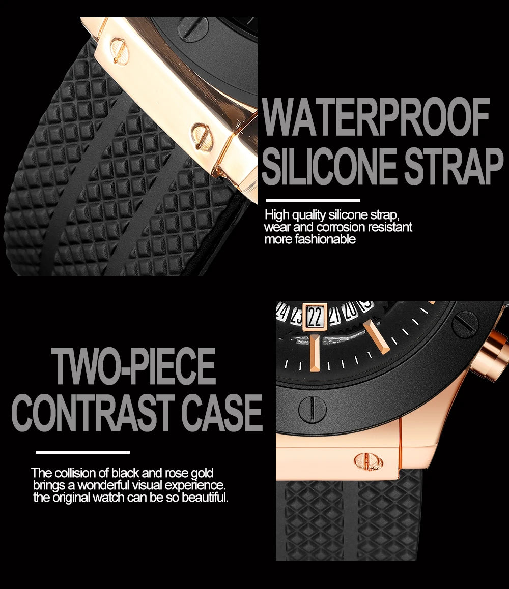Black Silicone Men Hand Sports Watch