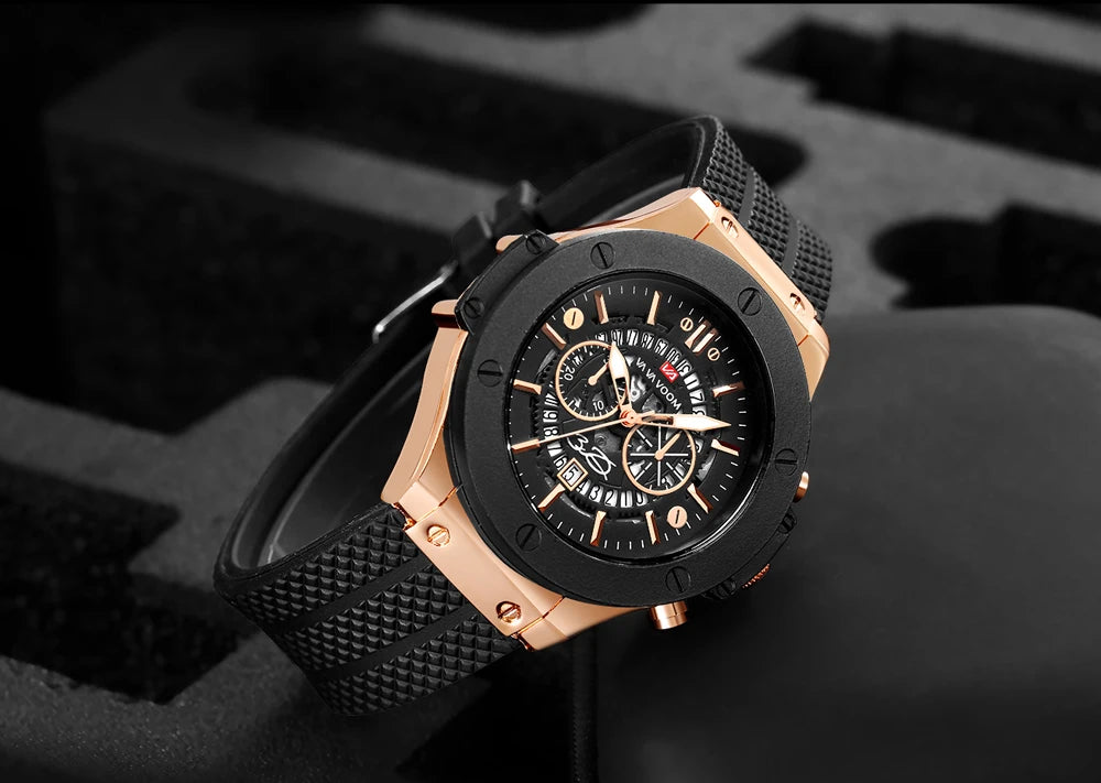 Black Silicone Men Hand Sports Watch