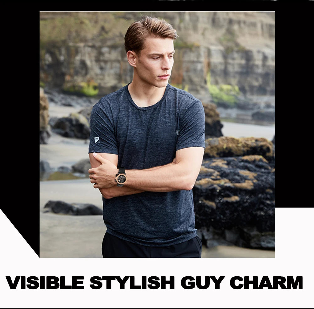 Black Silicone Men Hand Sports Watch