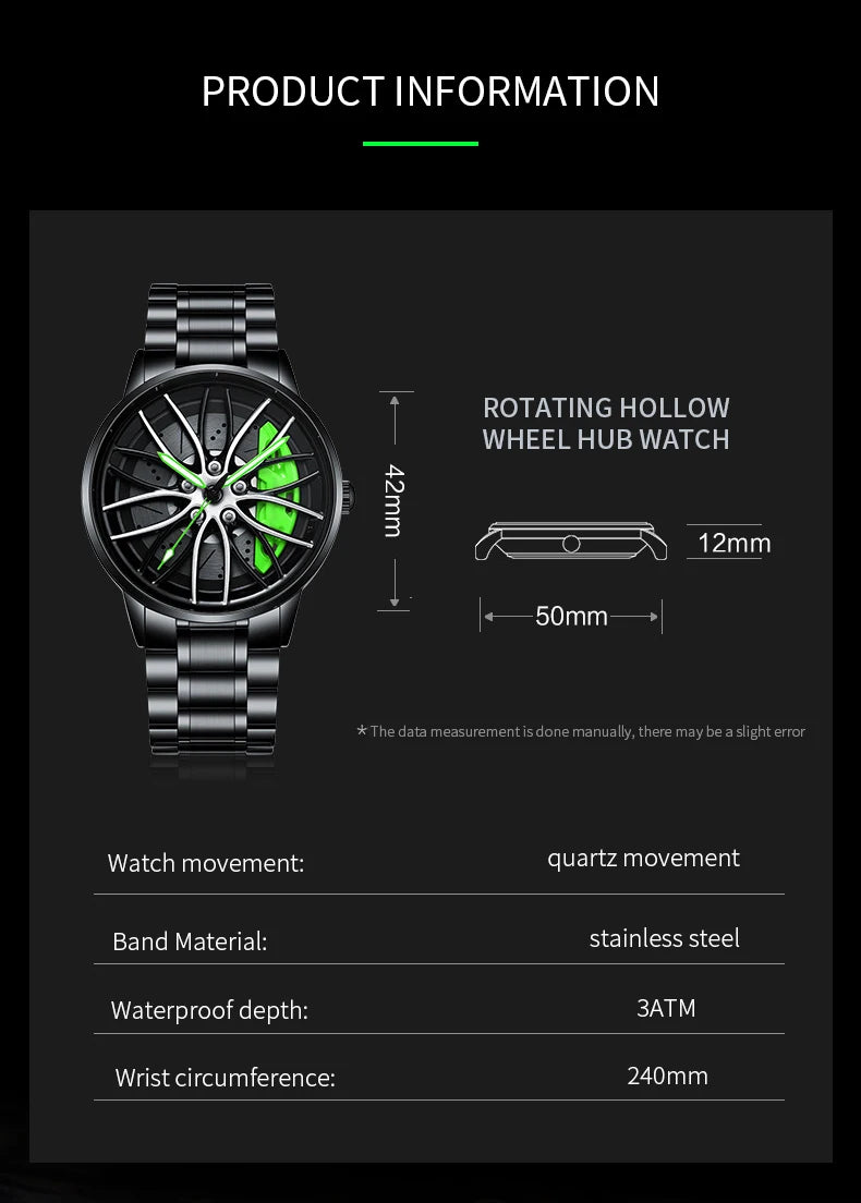 Men's Watch Rotating Dial Car Clock
