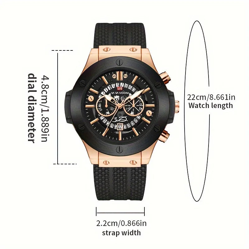 Black Silicone Men Hand Sports Watch