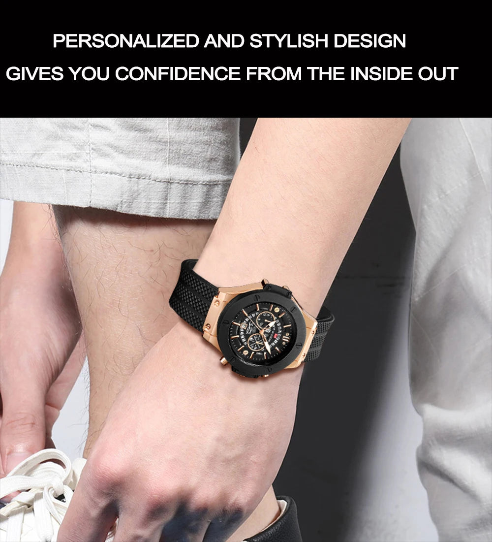 Black Silicone Men Hand Sports Watch