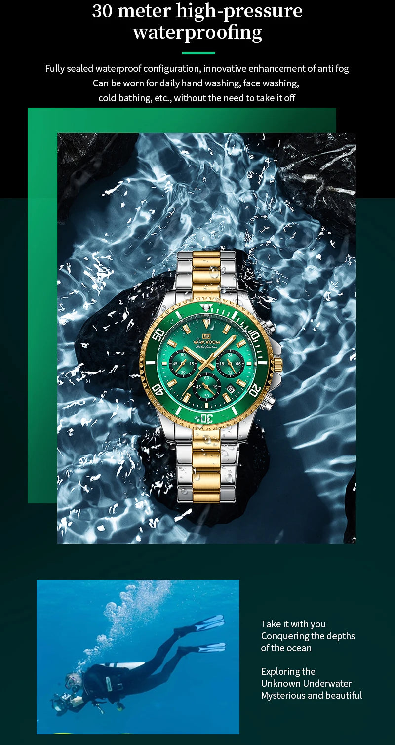 Multifunctional Men Quartz Watch Luxury Water Night