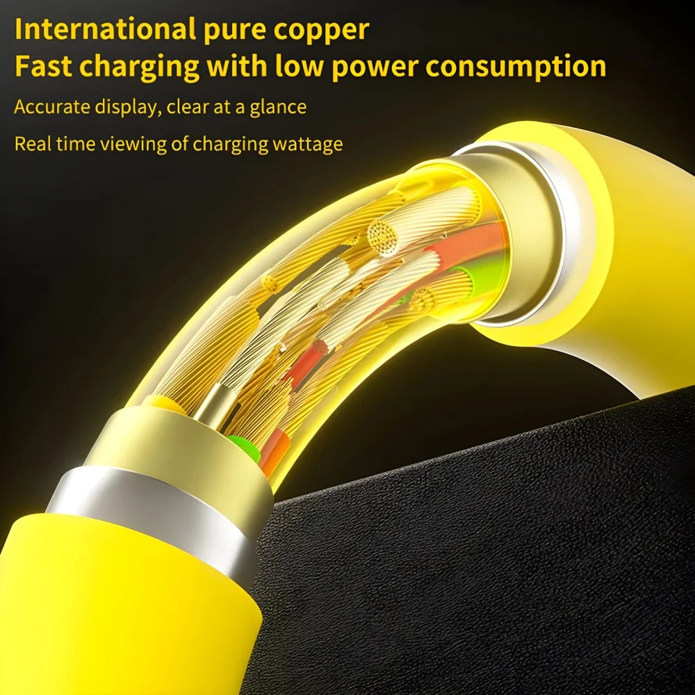 4-in-1 Telescopic Spring Cable 65W 6A USB C to Type C Quick Charger Data Cord