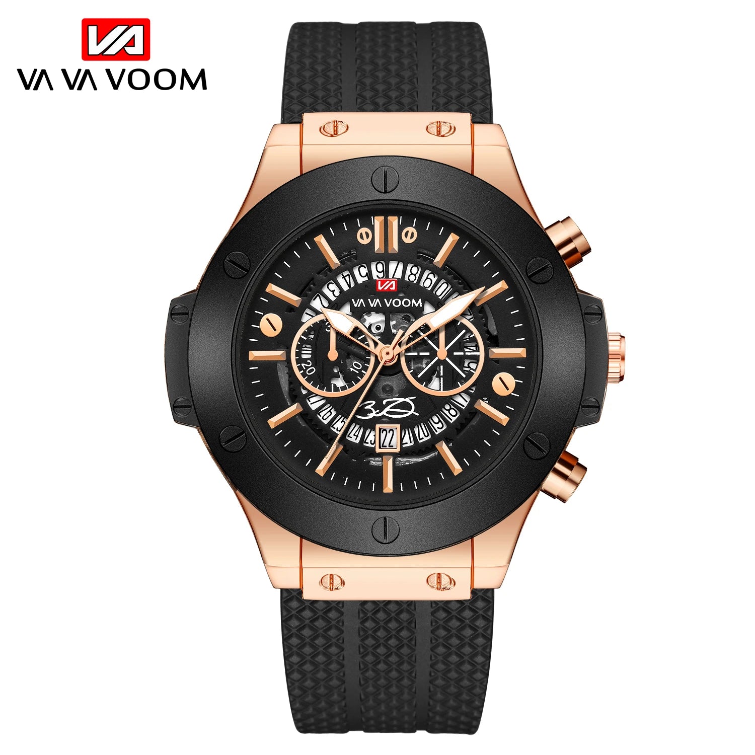 Black Silicone Men Hand Sports Watch