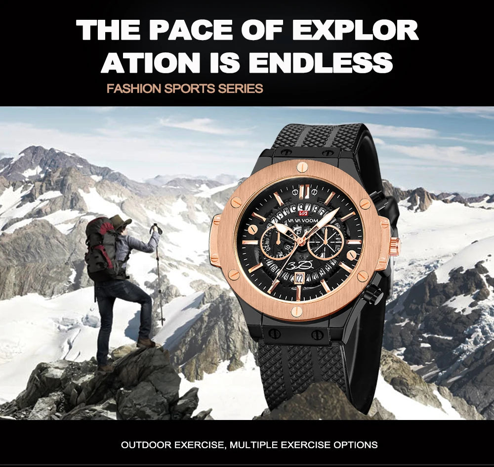 Black Silicone Men Hand Sports Watch