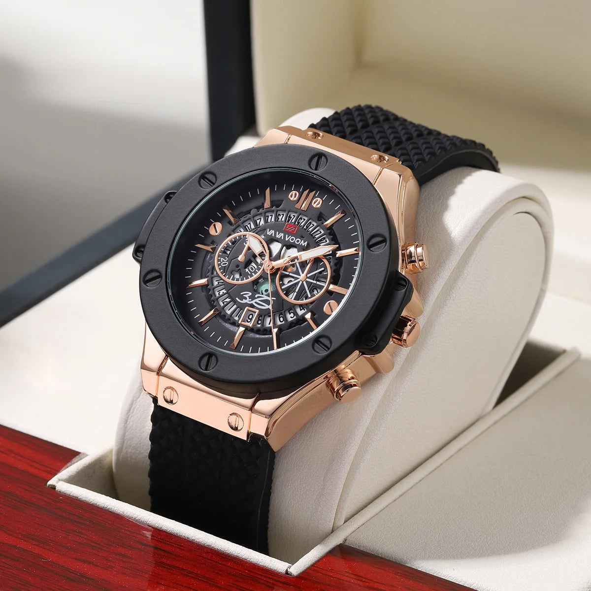 Black Silicone Men Hand Sports Watch