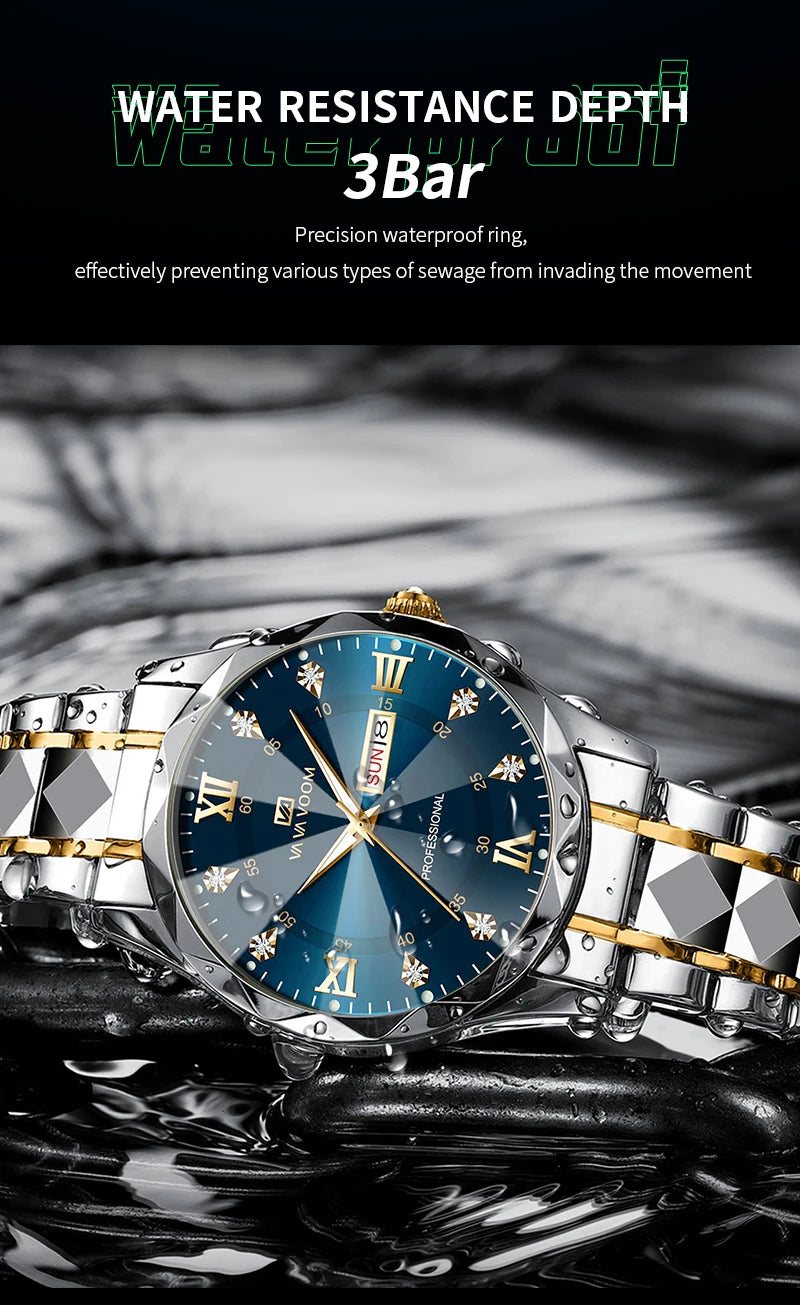 Men Watch Water Diamond Luxury Night