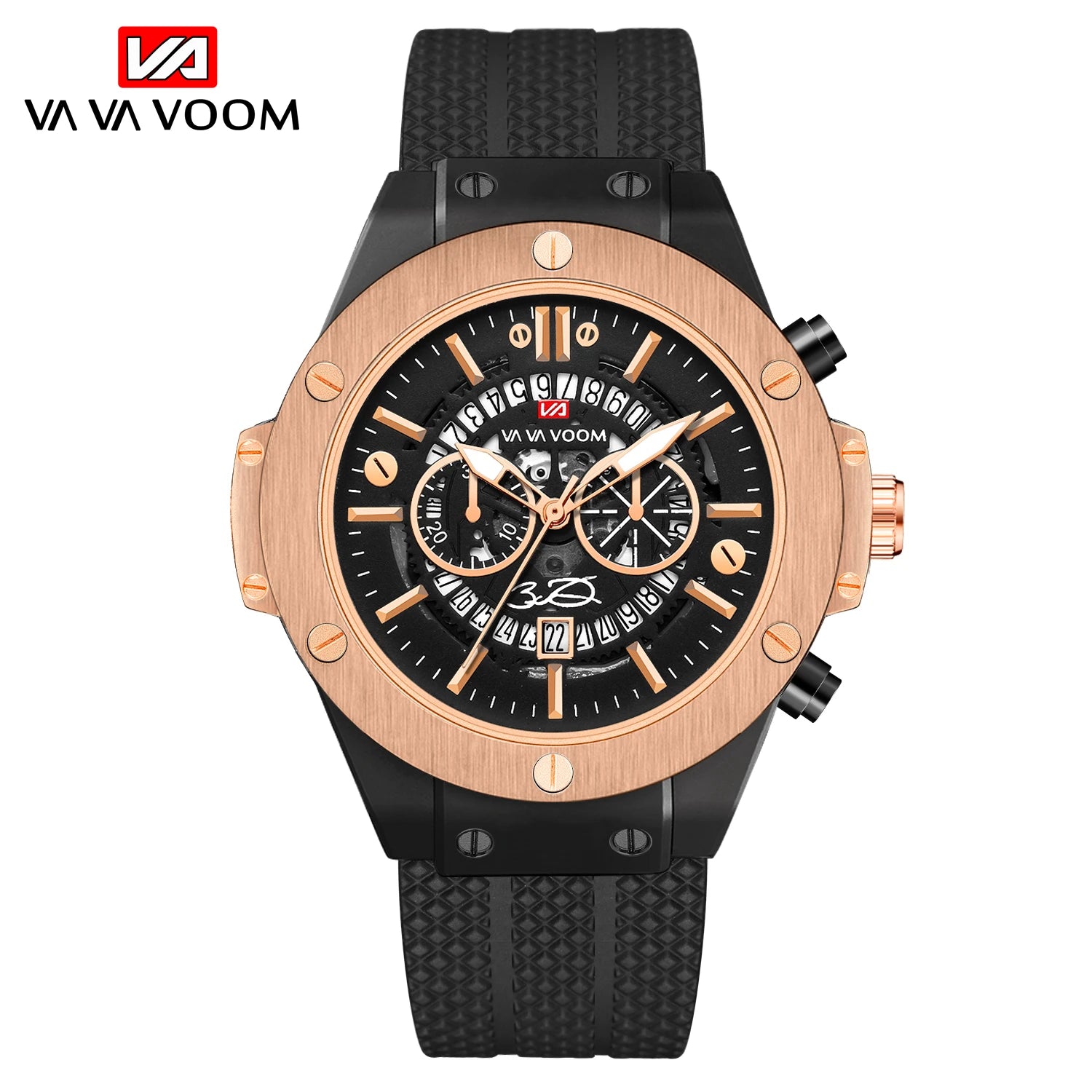 Black Silicone Men Hand Sports Watch