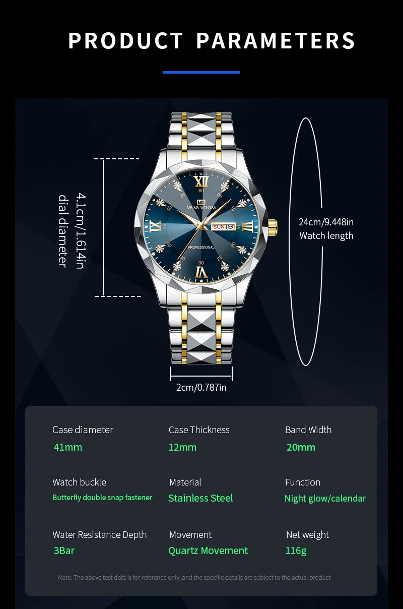 Men Watch Water Diamond Luxury Night