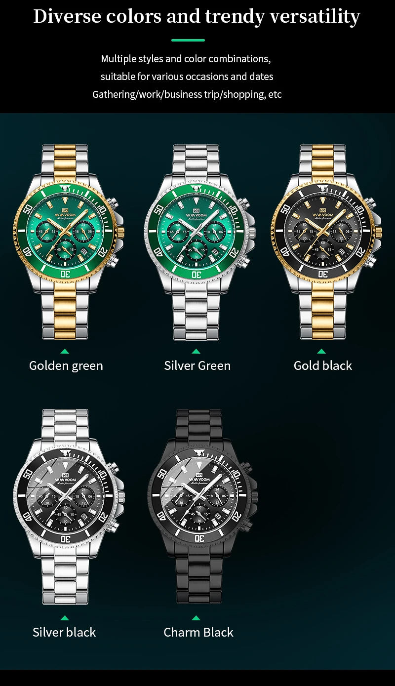 Multifunctional Men Quartz Watch Luxury Water Night