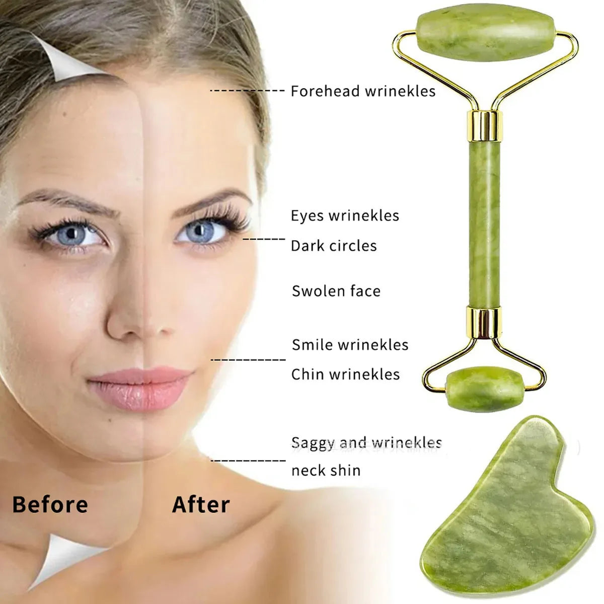 2PCS Gua Sha Natural Stone Gowoman