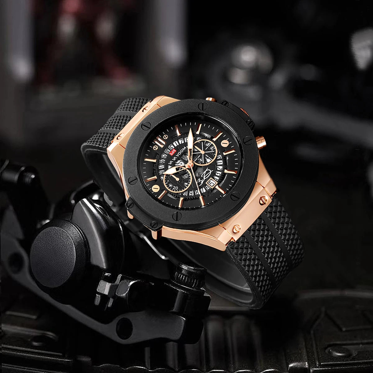 Black Silicone Men Hand Sports Watch