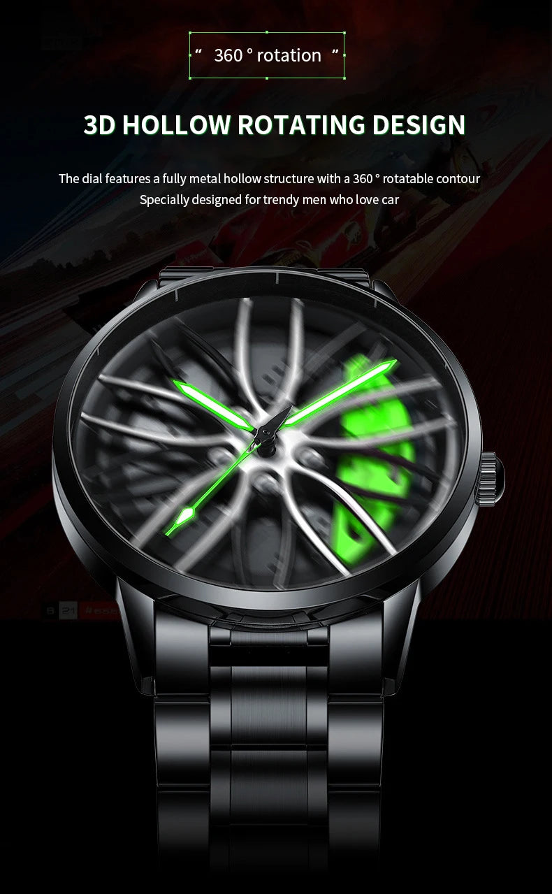 Men's Watch Rotating Dial Car Clock