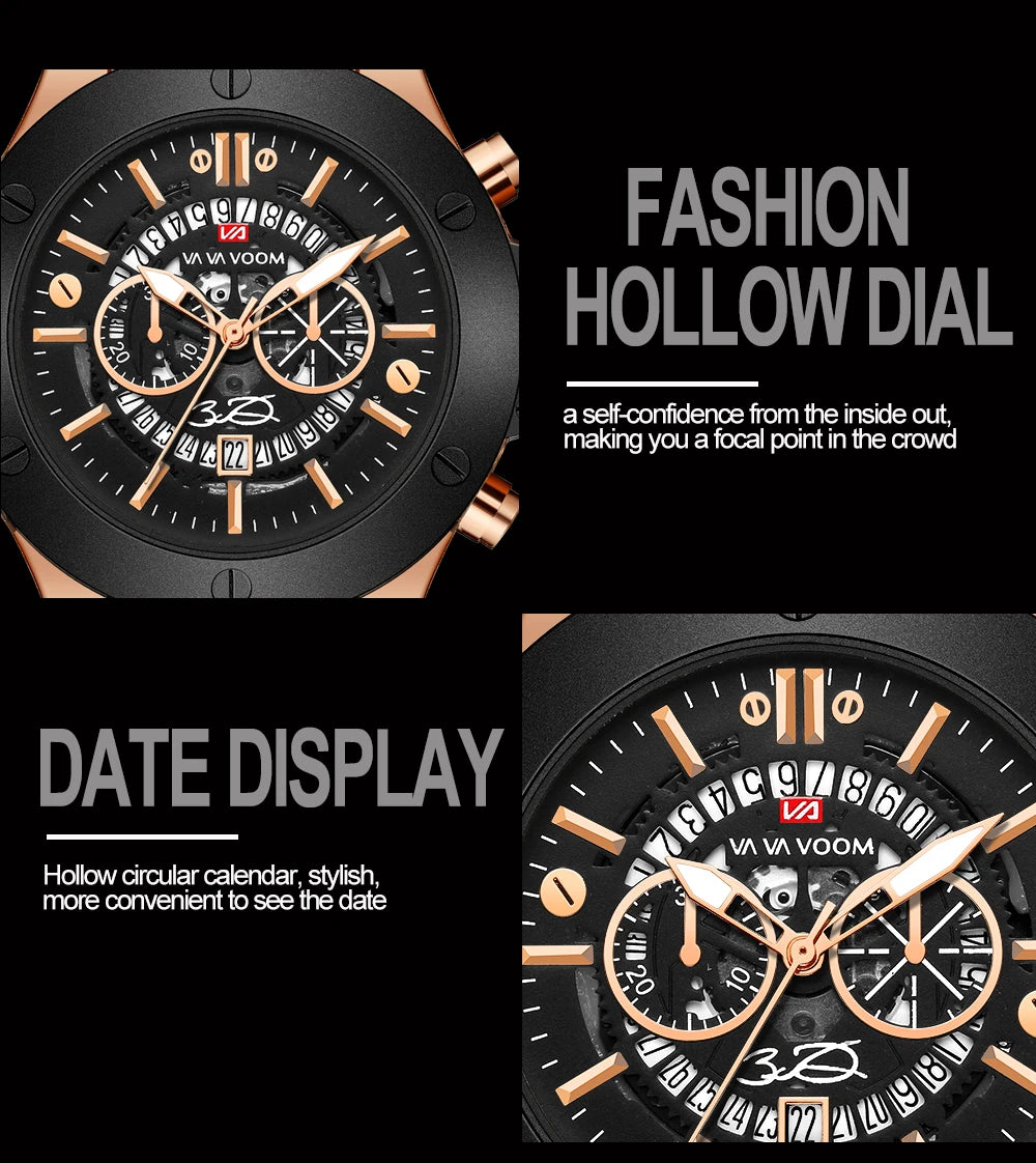 Black Silicone Men Hand Sports Watch